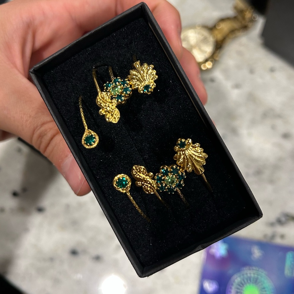 Alex and Ani Gold and Green Cuff Bracelet Set - Picture 5 of 6